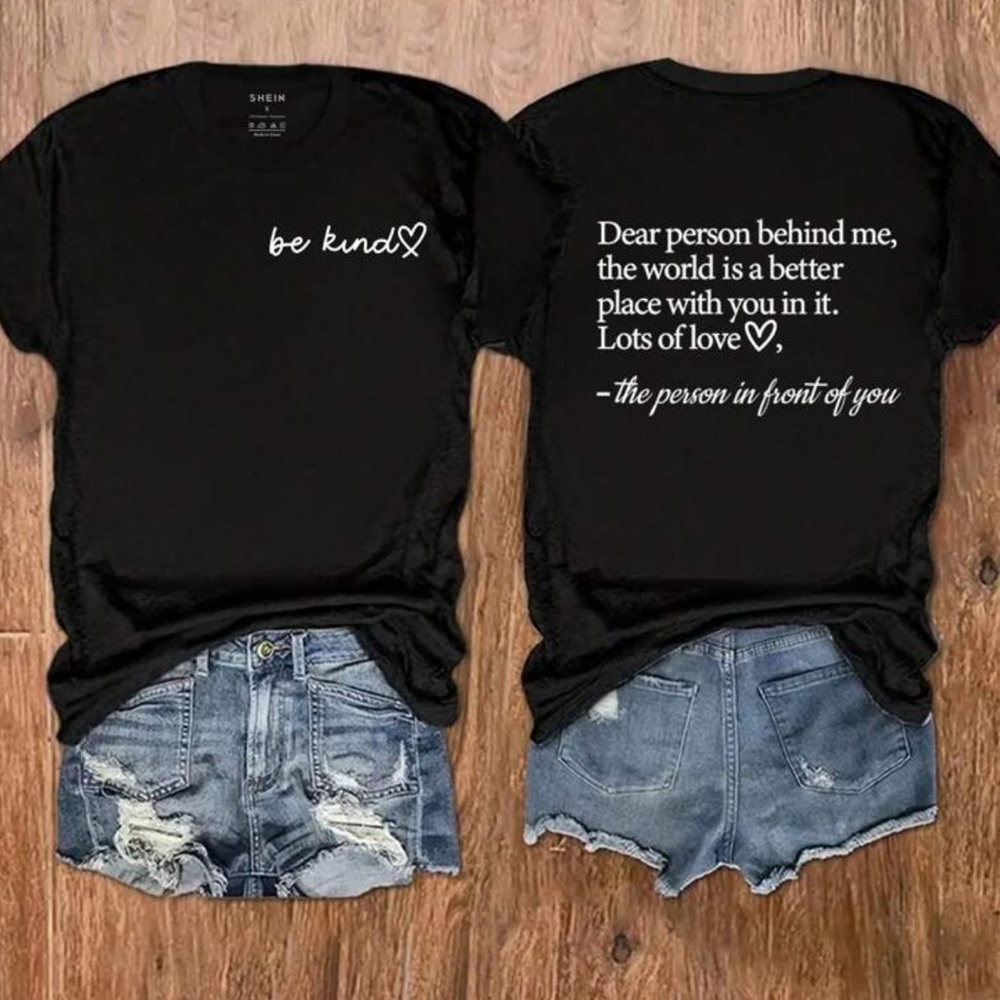 ✨INAWLY✨"Be Kind" Black Motivational T-Shirt